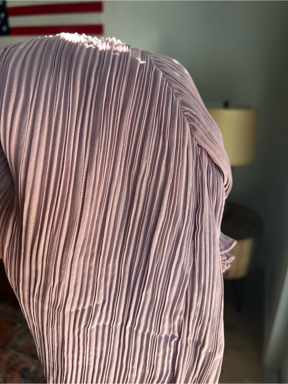 easel Mauve Pleated Off-Shoulder Peasant Blouse - Picture 6 of 6